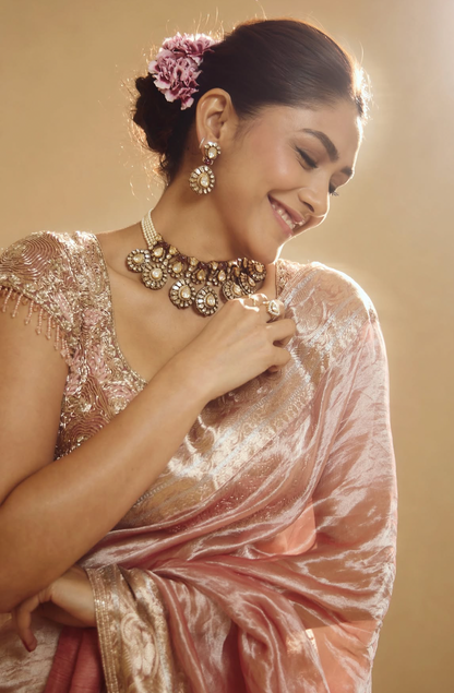Mrunal thakur necklace Polki Necklace Diamond Necklace Bridal necklace 925 silver jewelry Silver Necklace Cocktail Necklace - SHABURIS