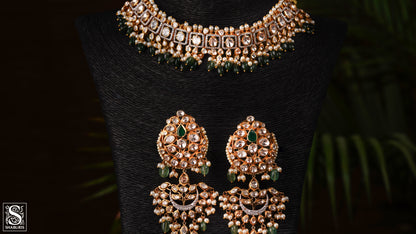 Polki necklace Pure Silver jewelry Indian diamond Necklace silver jewelry -SHABURIS