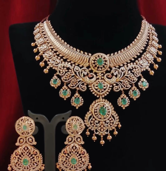 Tussi necklace Diamond Necklace 925 silver jewelry 22k gold plated - SHABURIS