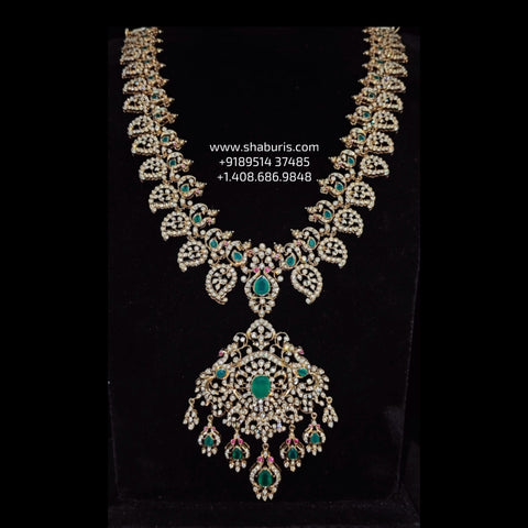 Mangomala Bridal necklace diamond Jewelry necklace Pearl necklace statement jewelry silver necklace 925 silver with 22k gold plated - SHABURIS