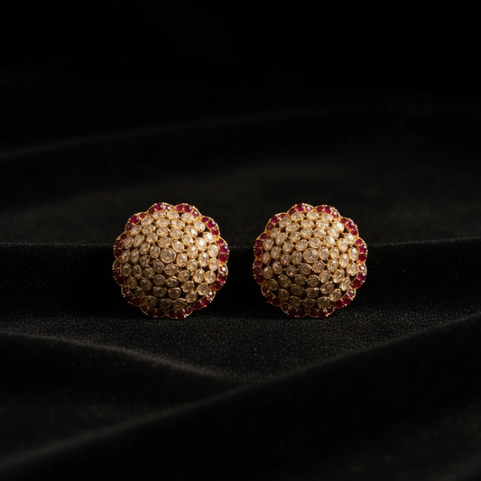 Diamond studs cocktail earrings Polki Earrings silver Earrings 925 silver jewelry - SHABURIS