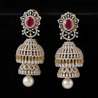 Polki Studs Polki Earrings Cocktail Earrings Diamond Studs Diamond Earrings Simple Studs Pearl Studs 925 Silver Earrings Silver Jewelry - SHABURIS