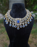 Diamond necklace wedding jewelry silver necklace 925 silver with 22k gold plated - SHABURIS