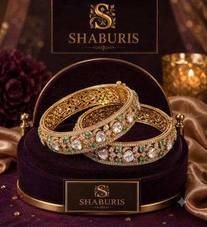 Polki Bangles Diamond bangles polki Jewelry,Pure Silver Jewellery Indian ,diamond bangles kundan jewelry,south indian bridal jewelry-SHABURIS