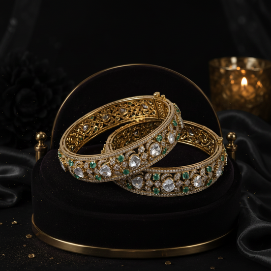 Polki Bangles Diamond bangles polki Jewelry,Pure Silver Jewellery Indian ,diamond bangles kundan jewelry,south indian bridal jewelry-SHABURIS