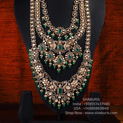 Victorian necklace diamond necklace 925 silver with 22k gold plated- SHABURIS