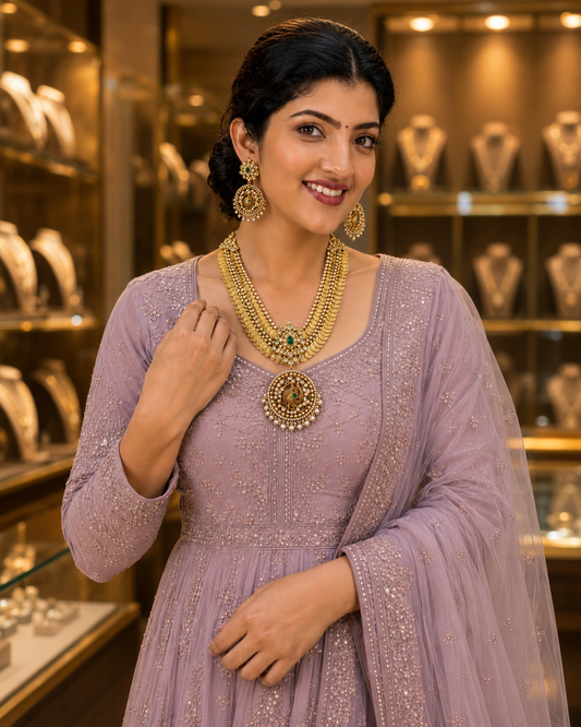 Kasu mala necklace 925 silver jewelry 22k gold plated - SHABURIS