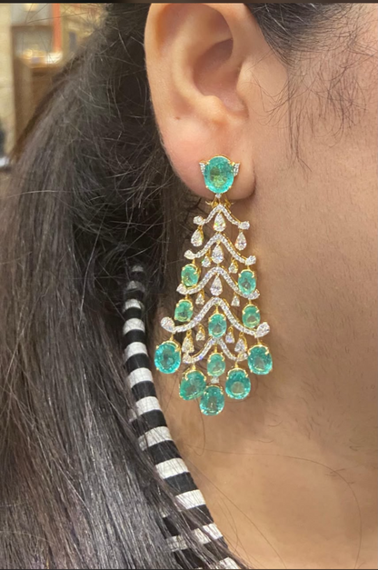 Cocktail Earrings Diamond Earrings Polki Diamond jhumka Silver Earrings 925 Silver Jewelry  - SHABURIS
