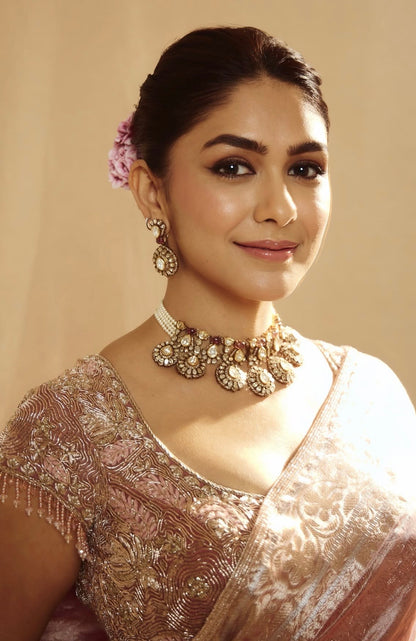 Mrunal thakur necklace Polki Necklace Diamond Necklace Bridal necklace 925 silver jewelry Silver Necklace Cocktail Necklace - SHABURIS