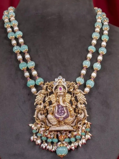 Ganesha necklace Polki Necklace Diamond Necklace Bridal necklace 925 silver jewelry Silver Necklace Cocktail Necklace - SHABURIS