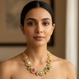 Navaratan necklace polki necklace diamond Jewelry necklace Pearl necklace statement jewelry silver necklace 925 silver with 22k gold plated - SHABURIS