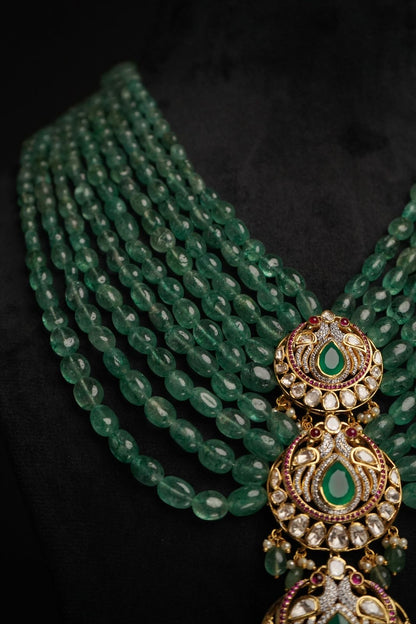 925 silver jewelry Emerald haram  mens jewelry unisex jewelry 22k gold plated - SHABURIS