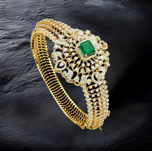 Diamond Bangles - 925 Silver Jewelry - 22ct Gold Plated - CZ Bangles - South indian diamond Bangles design
