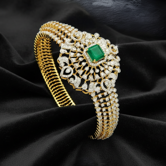 Diamond Bangles - 925 Silver Jewelry - 22ct Gold Plated - CZ Bangles - South indian diamond Bangles design