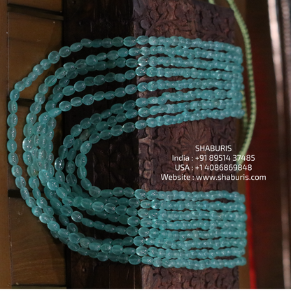 Emerald beads beaded mala pure gems gold jewelry designs indian pure silver jewelry bead necklace statement jewelry SHABURIS