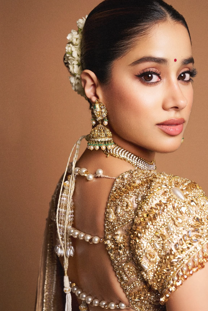 Jahnavi kapoor jhumkas polki jhumkas Diamond Jhumkas 925 silver jewelry 22k gold plated - SHABURIS