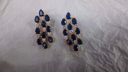 Cocktail earrings blue stone earrings tanzanite earrings Diamond Earrings statement studs diamond studs - 925 silver Jewelry , South Indian Jewelry,bridal choker,Indian Wedding Jewelry,pure Silver indian jewelry - SHABURIS