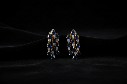 Cocktail earrings blue stone earrings tanzanite earrings Diamond Earrings statement studs diamond studs - 925 silver Jewelry , South Indian Jewelry,bridal choker,Indian Wedding Jewelry,pure Silver indian jewelry - SHABURIS