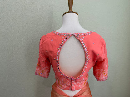 Bandhini saree with Blouse - Orange / Peach