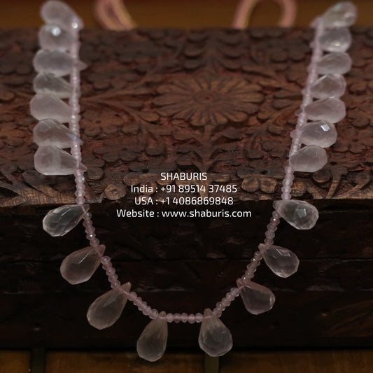 Pink Saphire South sea pearl bead necklace statement jewelry SHABURIS