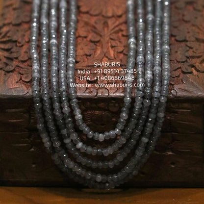 Natural grey rutile rondelle beads precious beads