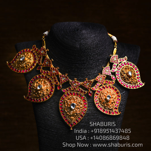 Temple necklace Pure Silver jewelry Indian diamond Necklace silver jewelry - Ready Stock in Hyd Store - SHABURIS