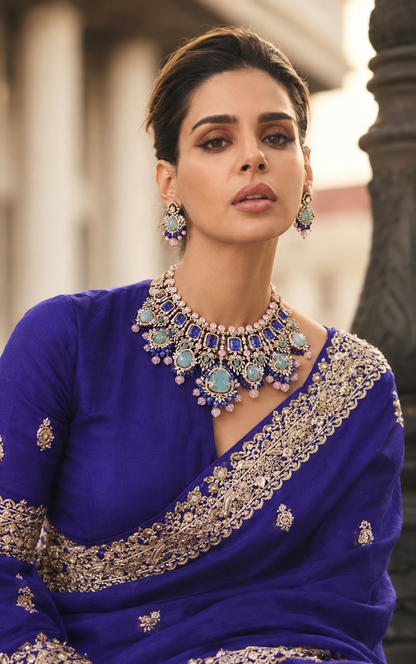 Polki necklace Cocktail Necklace Diamond Necklace 925 silver jewelry 22k gold plated - SHABURIS
