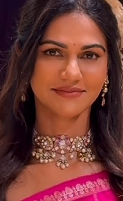 Sneha reddy set Polki Necklace Diamond Necklace destination jewelry rubies emeralds bridal diamond necklace indian jewelry designs silver jewelry wedding jewelry - SHABURIS