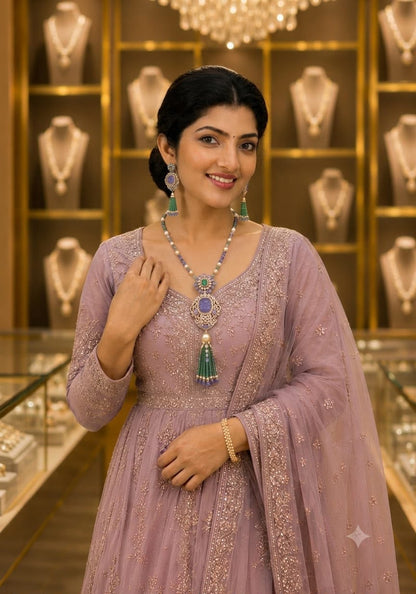 Polki necklace 925 silver jewelry 22k gold plated - SHABURIS