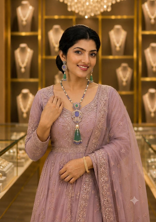 Polki necklace 925 silver jewelry 22k gold plated - SHABURIS