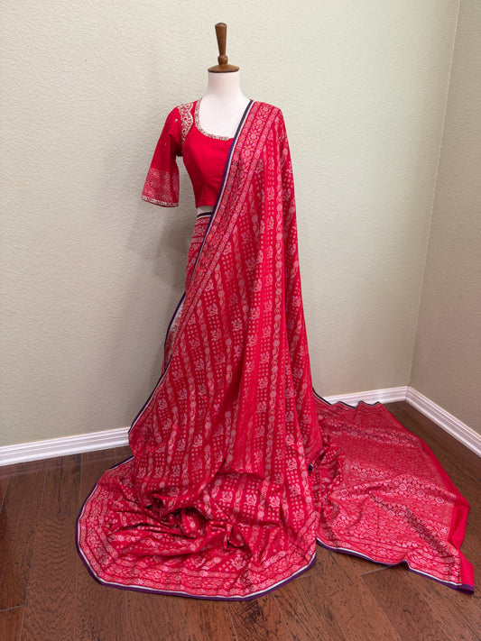 Banarasi saree with Blouse  - Red