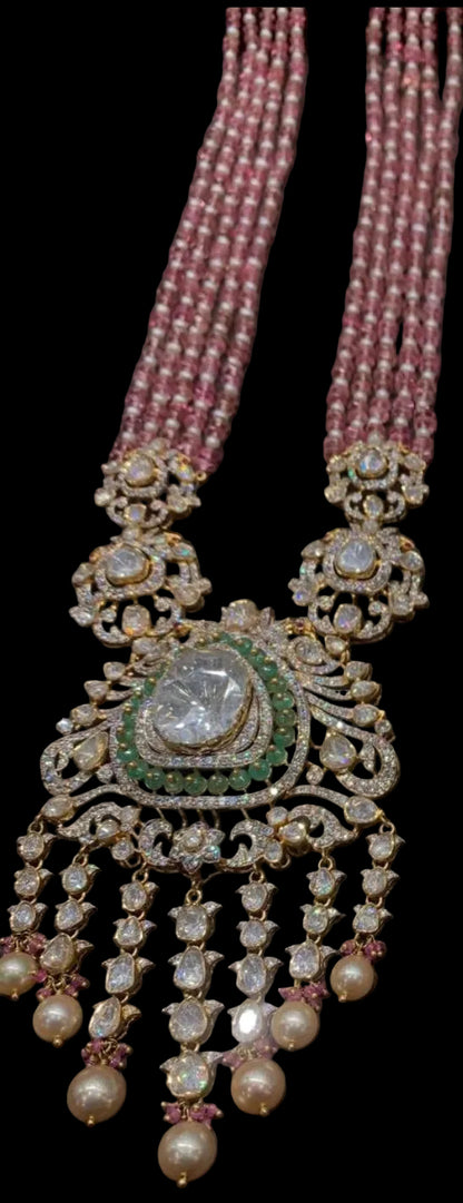 Polki necklace 925 silver jewelry 22k gold plated - SHABURIS