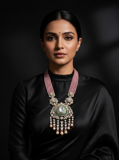 Polki necklace 925 silver jewelry 22k gold plated - SHABURIS