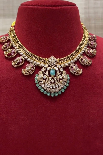 Jilebi necklace wedding jewelry silver necklace 925 silver with 22k gold plated - SHABURIS