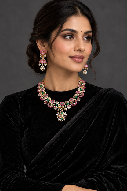 Diamond necklace wedding jewelry silver necklace 925 silver with 22k gold plated - SHABURIS