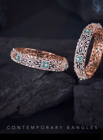 Diamond Bangle Cocktail Bangle  wedding jewelry silver necklace 925 silver with 22k gold plated - SHABURIS