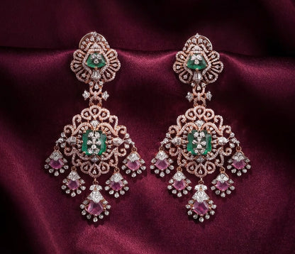Diamond Jhumkas 925 silver jewelry 22k gold plated - SHABURIS