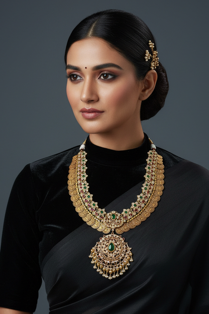 Kasu mala necklace kasu haram Polki Necklace Diamond Necklace Bridal necklace 925 silver jewelry Silver Necklace Cocktail Necklace - SHABURIS