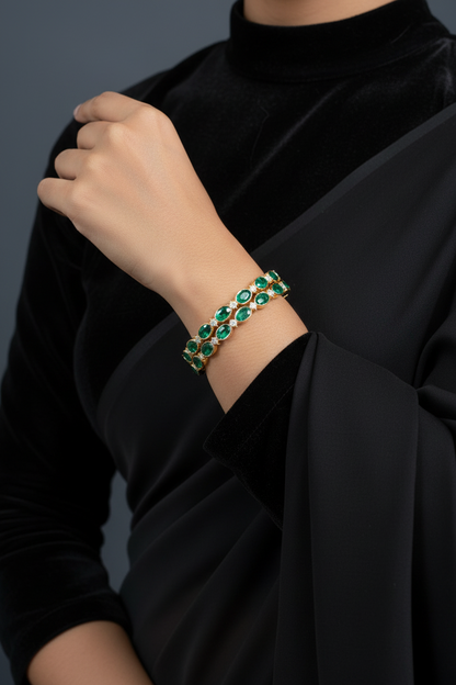 Diamond Bangles - 925 Silver Jewelry - 22ct Gold Plated - CZ Bangles - South indian diamond Bangles design