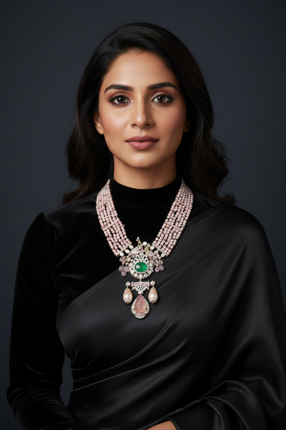 Polki necklace silver necklace 925 silver jewelry - SHABURIS