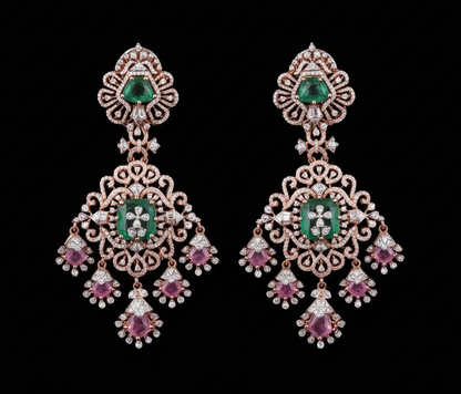 Diamond Jhumkas 925 silver jewelry 22k gold plated - SHABURIS