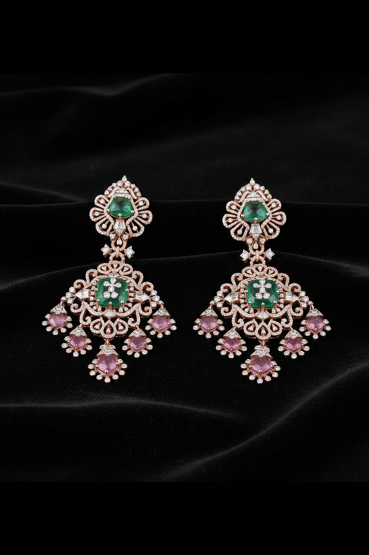 Polki Earrings Diamond Earrings Big Jhumkas Long Earrings Polki Jhumkas 925 silver jewelry 22k gold plated - SHABURIS