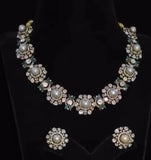 Cocktail necklace emerald necklace statement jewelry silver necklace 925 silver with 22k gold plated - SHABURIS