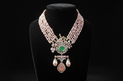Polki necklace silver necklace 925 silver jewelry - SHABURIS