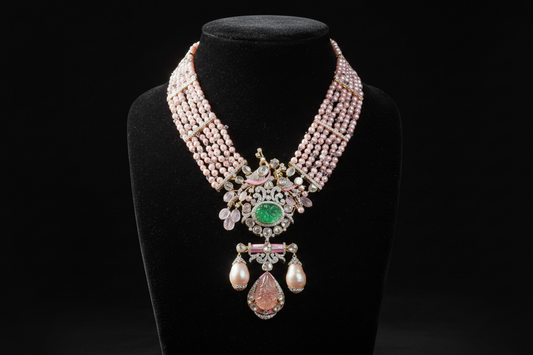 Polki necklace silver necklace 925 silver jewelry - SHABURIS