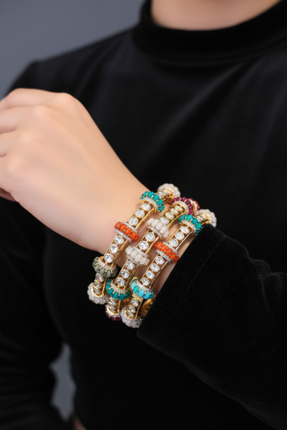 Navaratan Bangles diamond bangles,Pure Silver Jewellery 22kt gold jewelry -SHABURIS
