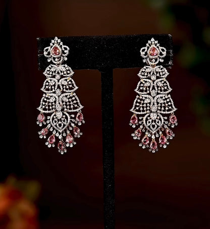 Diamond Jhumka Diamond Earrings statement studs diamond studs - 925 silver Jewelry , South Indian Jewelry,bridal choker,Indian Wedding Jewelry,pure Silver indian jewelry - SHABURIS