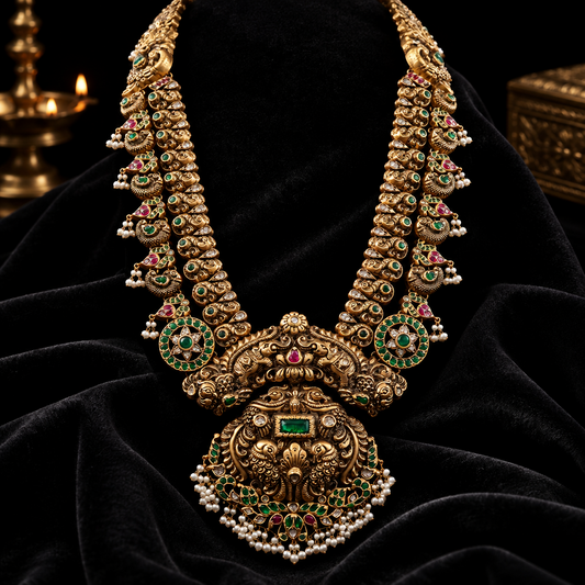 Nakshi necklace Polki Necklace Diamond Necklace Bridal necklace 925 silver jewelry Silver Necklace Cocktail Necklace - SHABURIS