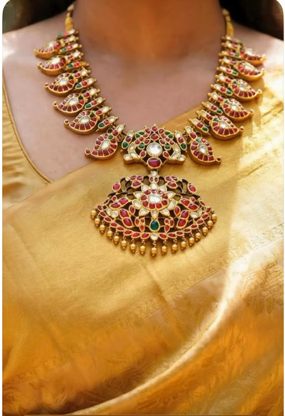 Mango mala Mango haram necklace polki necklace diamond Jewelry necklace Pearl necklace statement jewelry silver necklace 925 silver with 22k gold plated - SHABURIS