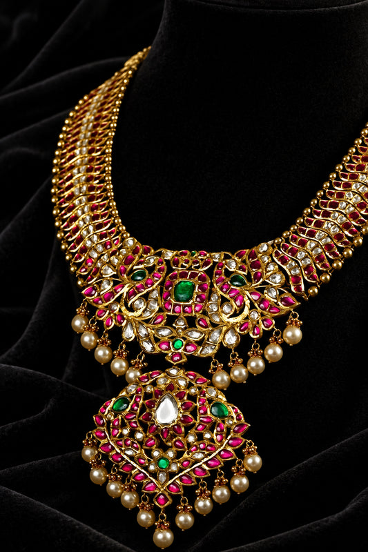 Kundan Necklace Bridal necklace Polki Necklace Diamond Necklace Bridal necklace 925 silver jewelry Silver Necklace Cocktail Necklace - SHABURIS